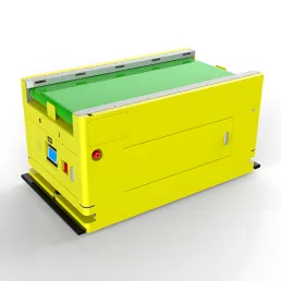 Roller conveyor docking AGV industrial transport robot, unmanned transport, AMR production automation delivery