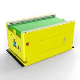 Roller conveyor docking AGV industrial transport robot, unmanned transport, AMR production automation delivery