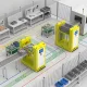 Roller conveyor docking AGV industrial transport robot, unmanned transport, AMR production automation delivery