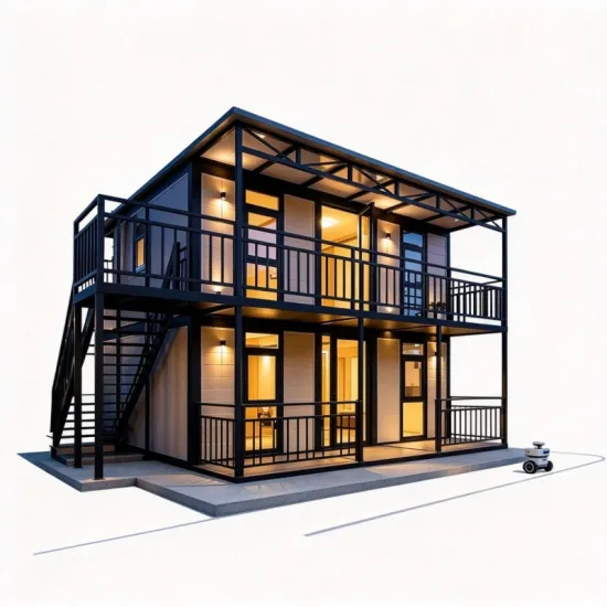 20ft Double Storey Expandable Prefab Container House | Solar Powered Modular Home with Robot Inspection System