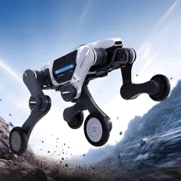 Lynx S10 Series quadruped robot (robodog) featuring a hybrid wheel-leg locomotion structure and industrial-grade