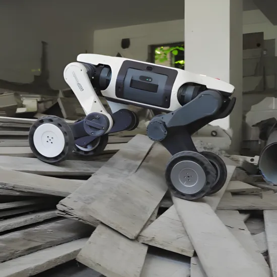Lynx S10 Series quadruped robot (robodog) featuring a hybrid wheel-leg locomotion structure and industrial-grade