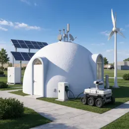 EPS modular prefabricated dome robot base station, off-grid self-sustaining field hub